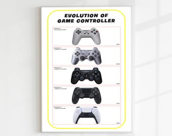 Controller Evolution Poster, Gaming Poster, Games Room Wall Art, Boys Bedroom Decor, Contemporary Gaming Poster, Games Room