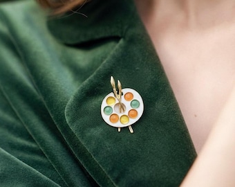 Broche de paleta de artista – Pin de paleta de pintura de esmalte colorido – Regalo para pintores – Accesorio para amantes del arte – Pin de solapa creativo – Regalo para ella