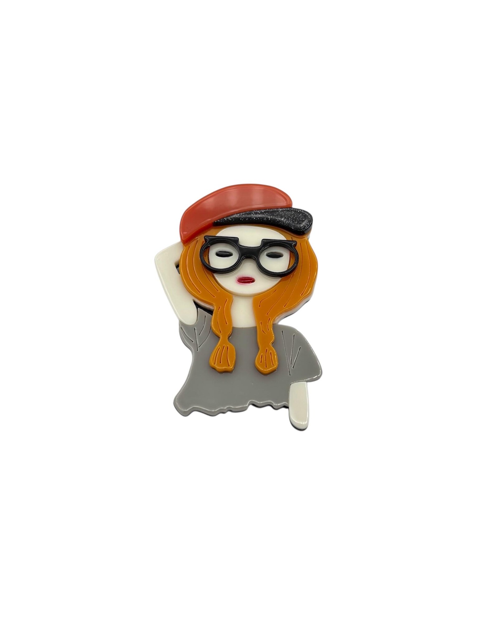 Cute Girl Brooch – Enamel Girl Pin With Red Hat – Kawaii Fashion Brooch ...