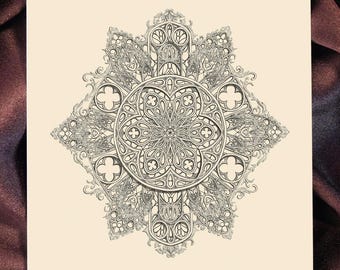 Gothic Mandala Wall Art • Intricate Cathedral Window Print (Digital Download)