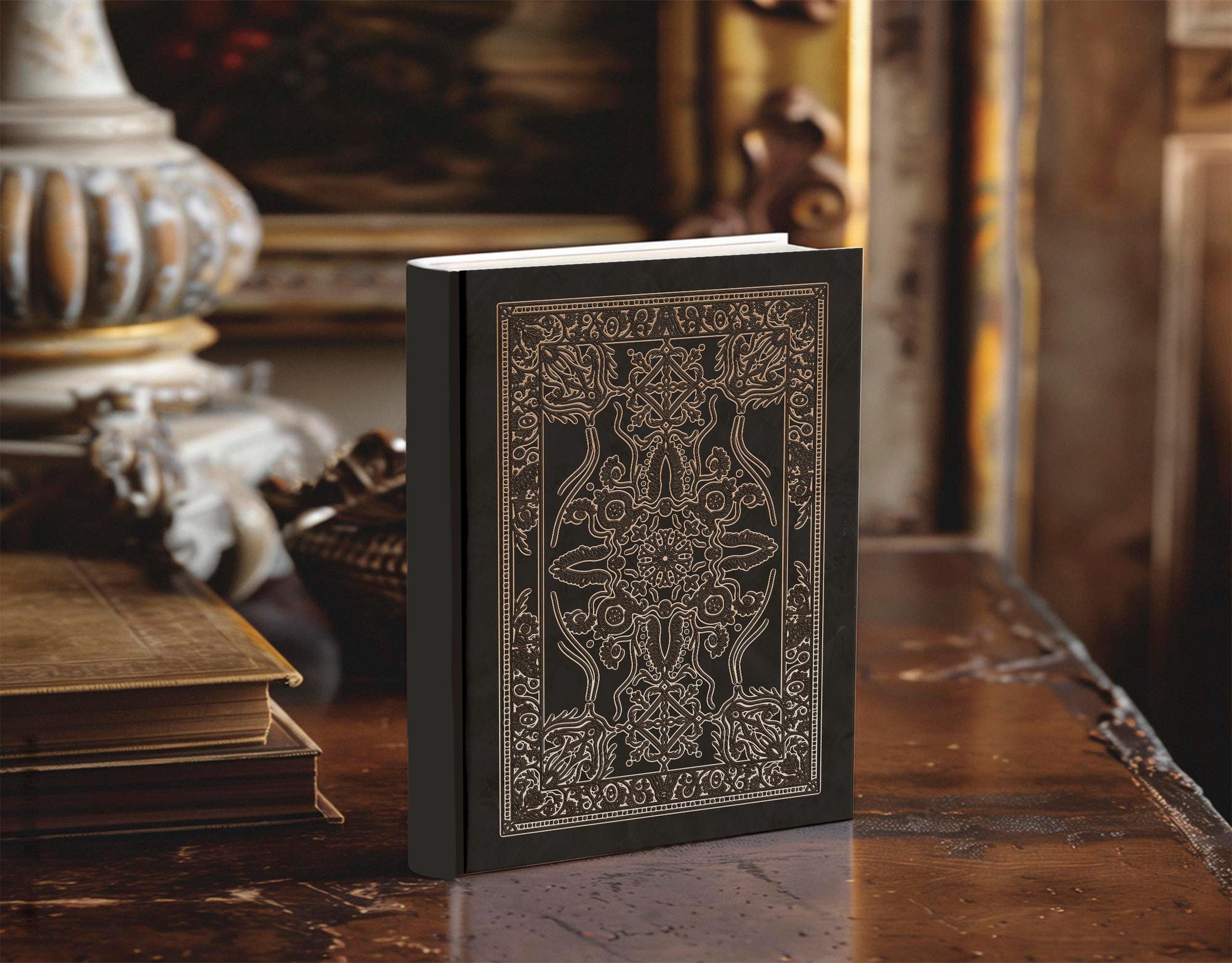 Decorative Ornate Book Cover Print, Vintage Floral Design Book Cover ...