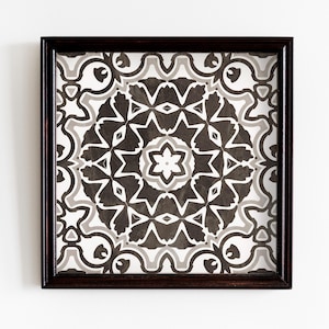 Moroccan Printable Black Tile Wall Art • Arabic Pattern Tile Wall Art • Boho Mandala Print for Wall Decor • Downloadable Moroccan Tile Print