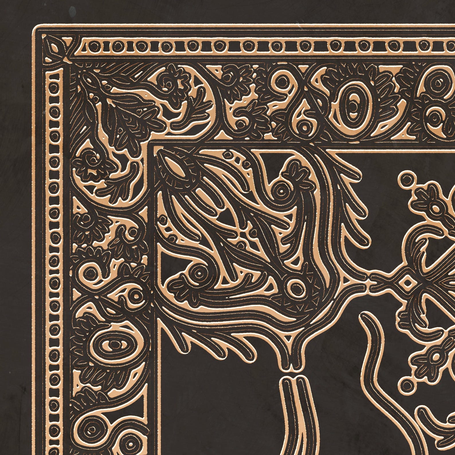 Decorative Ornate Book Cover Print, Vintage Floral Design Book Cover ...