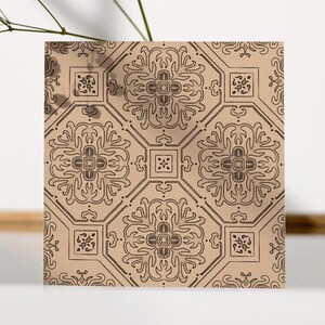 Floral Mandala Printable Wall Art • Beige Vintage Ornamental Mandala Tile Print • Boho Tile Illustration • Instant Mandala Donwloadable Art