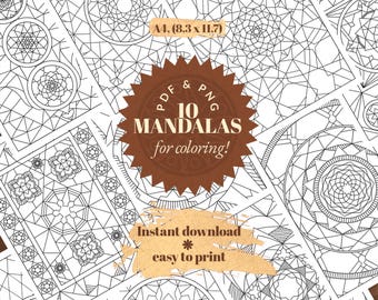 10 Mandala Coloring Pages • Relaxing Mindful Printables (PDF & PNG Download A4 Size)