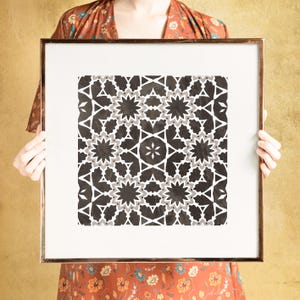 Moroccan Tile Printable Wall Art • Boho Arabic Tile Print • Black Tile Wall Art for Boho Decor • Moresque Mandala Art • Digital Download Art