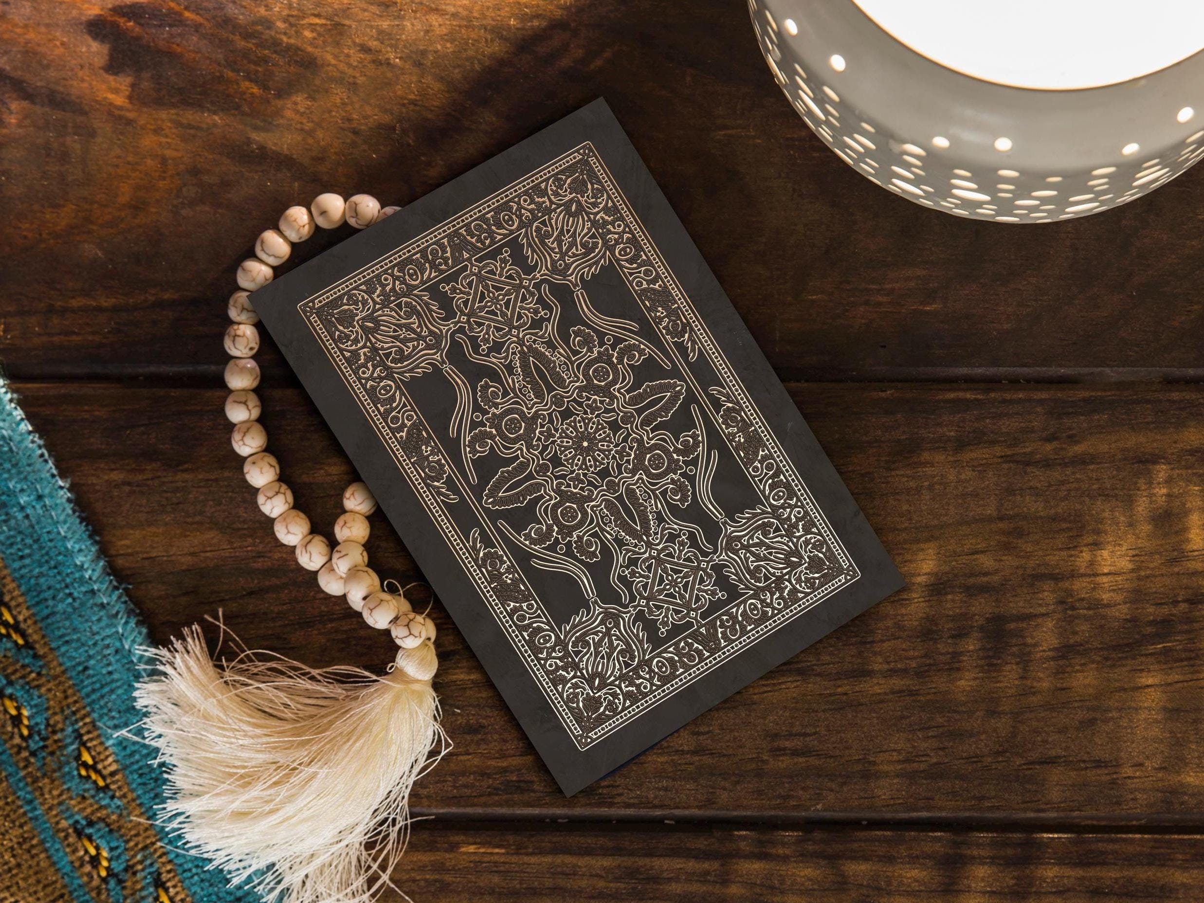 Decorative Ornate Book Cover Print, Vintage Floral Design Book Cover ...