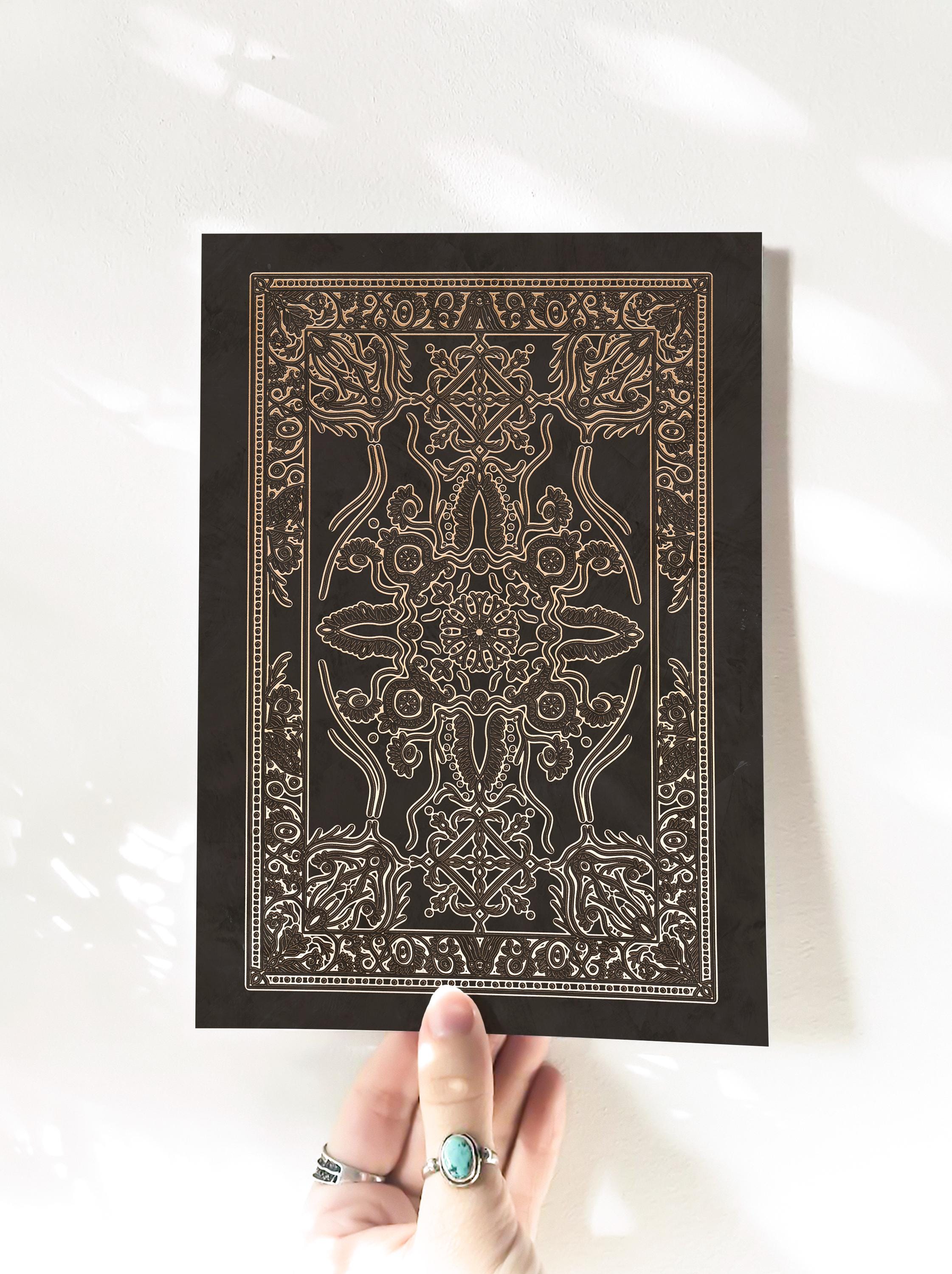 Decorative Ornate Book Cover Print, Vintage Floral Design Book Cover ...