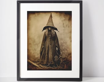 Vintage Witch Photo Print: Spooky Halloween Decor (Framed or Unframed)