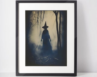 Vintage Witch Photo Print: Spooky Halloween Decor (Framed or Unframed)
