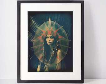 Vintage Pagan Photo, Occult Art Print, Gothic Home Decor, Witchcraft Wall Art
