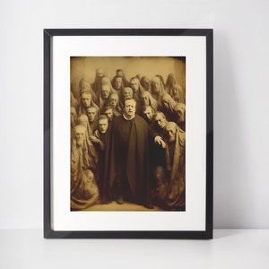 Vintage Creepy Photograph, Antique Halloween Decor, Witch Vintage Photo, Spooky Vintage Photography, Scary Halloween Decoration