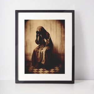 Vintage Creepy Photograph, Antique Halloween Decor, Witch Vintage Photo, Spooky   Vintage Photography, Scary Halloween Gift