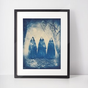 Cyanotype Witches, Vintage photography, Art Poster Print, Dark Academia, Gothic Occult Poster, Halloween, Gothic Home Decor,