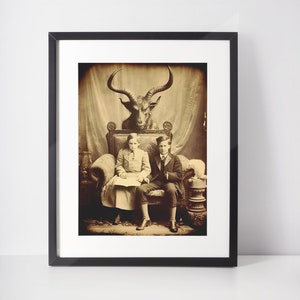 Satanic Art, Vintage Satanic Photo, Baphomet Demon Occult Photography, Gothic Wall Decor, Halloween Gift For Spooky Season
