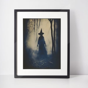 Spooky Vintage Creepy Photograph, Antique Halloween Decor, Vintage Witch Photo,   Scary Vintage Photography, Halloween Gift