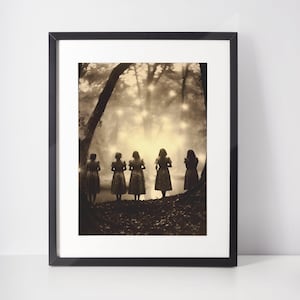 Spooky Vintage Creepy Photograph, Antique Halloween Decor, Vintage Witch Photo,   Scary Vintage Photography, Halloween Gift