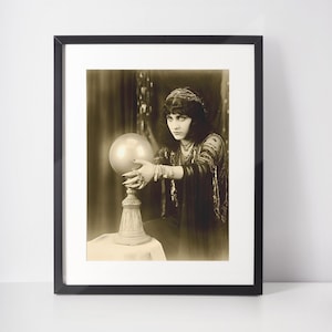 Vintage Fortune Teller Photograph: Crystal Ball Mystic Art Poster (Framed or Unframed)