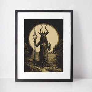 Baphomet Art Print: Vintage Satanic Woodcut, Occult Decor