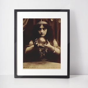 Vintage Fortune Teller Print: Spooky Crystal Ball Wall Art (Framed or Unframed)