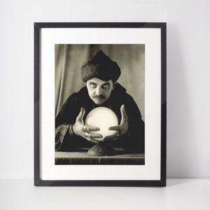 Vintage Fortune Teller Photograph: Crystal Ball Magic Art Poster (Framed or Unframed)