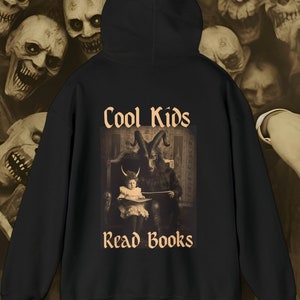 Baphomet Satanic Hoodie, Book Lover Gift Sweatshirt, Halloween Clothing, Gothic Academia Hoodie, Dark Academia, Alternative Clothing