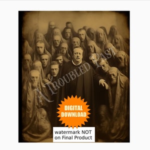Creepy Photo Vintage Scary Halloween Photo for Scrapbooking Antique Creepy Picture Printable Halloween Picture Vintage Witch Decor DOWNLOAD