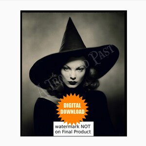 Foto de bruja vintage: Decoración de Halloween antigua (Descarga digital)