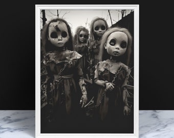 Creepy Doll Photo Print: Vintage Spooky Halloween Decor (Framed or Unframed)
