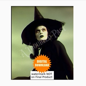 Vintage Witch Photo: Antique Halloween Decor (Digital Download)