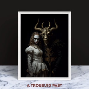 Baphomet & Woman Photo Print: Satanic Halloween Wall Art (Framed or Unframed)
