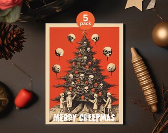 Creepmas Card Bundle: Gothic Horror Xmas Greetings (5-Pack)