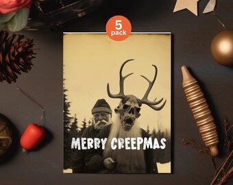 Creepy Santa Christmas Card Set: Gothic Creepmas Greeting Cards