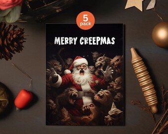 Creepy Santa Christmas Cards: Gothic Creepmas Holiday Set