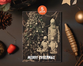 Creepy Santa Christmas Card Set: Gothic Horror Xmas (5-Pack)