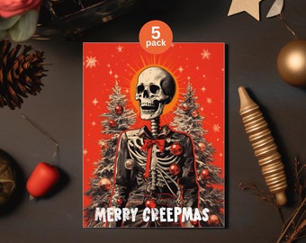 Creepy Santa Christmas Card Set: Gothic Horror Xmas (5-Pack)
