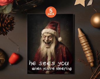 Creepy Santa Christmas Card Set: Gothic Creepmas Greeting Cards