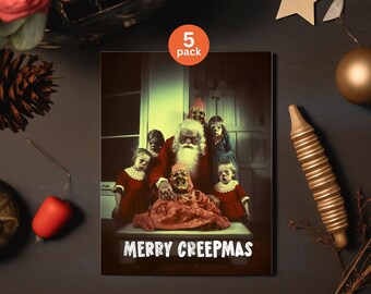 Creepy Santa Christmas Card Set: Gothic Creepmas Greeting Cards