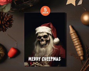 Creepy Santa Christmas Card Set: Gothic Creepmas Greeting Cards