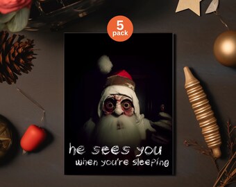 Creepy Santa Christmas Card Set: Gothic Creepmas Greeting Cards