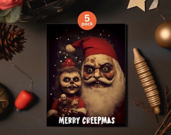 Creepy Santa Christmas Cards: Gothic Creepmas Holiday Set