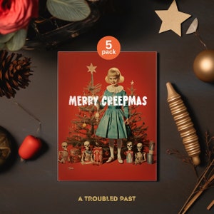 Merry Creepmas Card Bundle, Hexmas Card Set, Gothic Christmas Cards, Spooky Santa, Horror Xmas Gift, Seasons Creepings