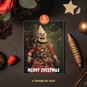 Merry Creepmas Card Bundle, Hexmas Card Set, Gothic Christmas Cards, Spooky Santa, Horror Xmas Gift, Seasons Creepings