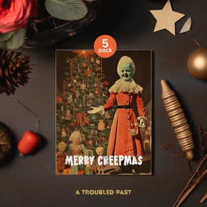 Merry Creepmas Card Bundle, Hexmas Card Set, Gothic Christmas Cards, Spooky Santa, Horror Xmas Gift, Seasons Creepings