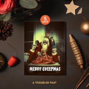 Creepy Santa Christmas Cards, Scary Santa Claus, Creepmas Card Bundle, Gothic Holiday Card Set, Creepy Santa Greeting Cards