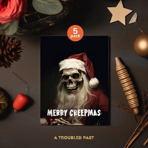 Creepy Santa Christmas Cards, Scary Santa Claus, Creepmas Card Bundle, Gothic Holiday Card Set, Creepy Santa Greeting Cards