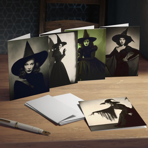 Vintage Witch Halloween Greeting Card Bundle