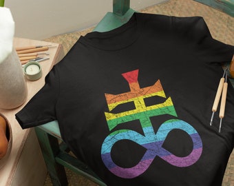 Rainbow Satanic Cross T-shirt - Pride Month Gift