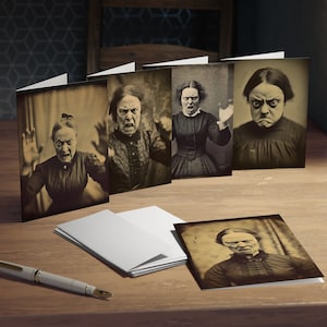 Creepy Victorian Women Greeting Card Bundle: Vintage Angry Portraits