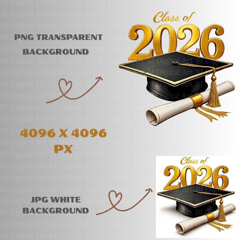 Class of 2026 Clipart – Graduation Cap Design for Cardmaking ...